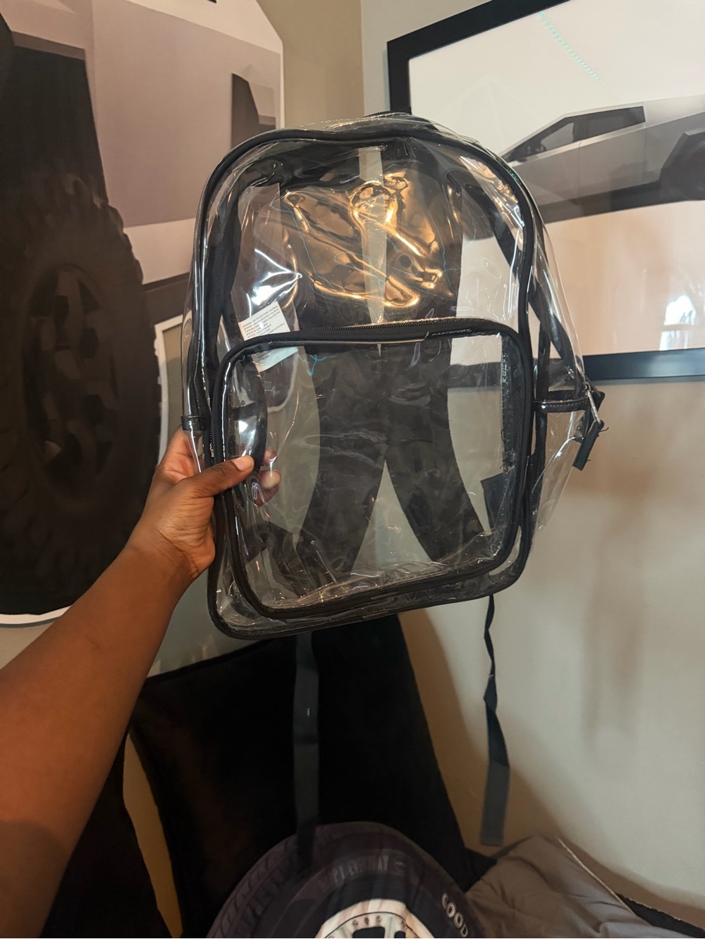 Clear PVC Backpack with Black Trim
